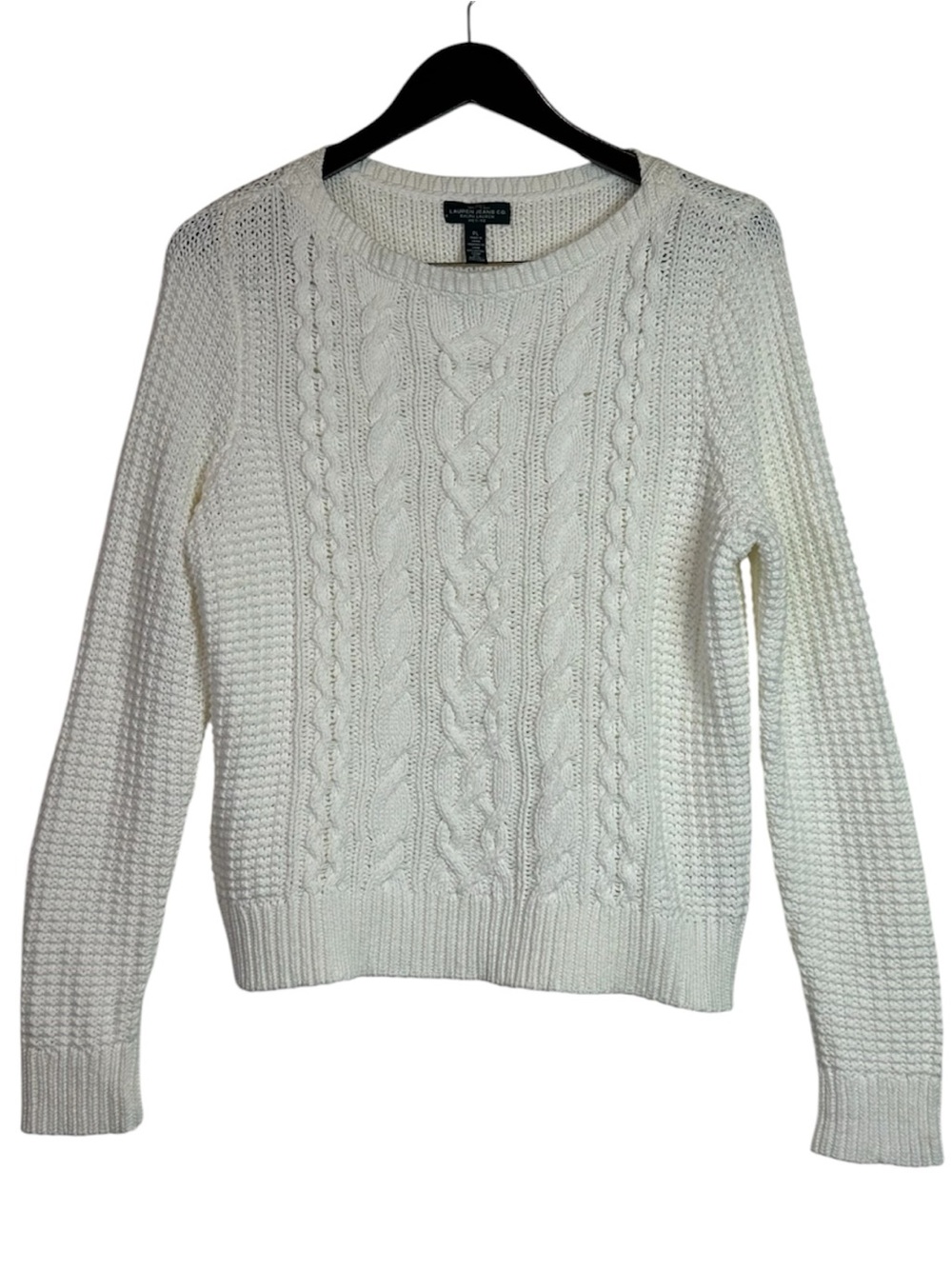Lauren Ralph Lauren Cable Knit Soft Cotton Blend Chunky Open Knit Sweater Size L